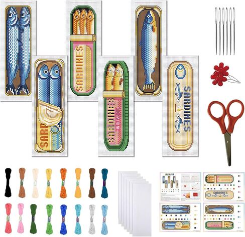 FreeBloss 6 Set Cross Stitch Lockmark Kit Cross Stitch Kit Vine Flowers Stamped Cross Stitch Stitch مع تعليمات Cross Stitch Kits للبالغين DIY KIT 8.7'X3.15 '' ' in Kuwait