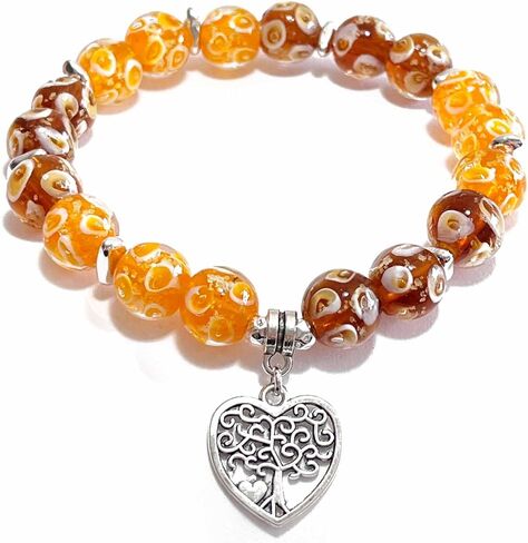 توهج متعدد الألوان في سوار حبات اليراع المظلم ، مصنوع يدويًا في الولايات المتحدة الأمريكية ، أساور ملون من الزجاج المملوء بالملل ، سوار الشفاء للنساء هدية تخفيف الإجهاد in Kuwait