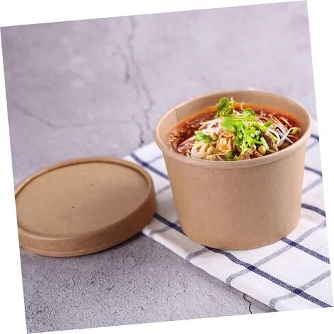 Gatuida 50pcs 8oz Kraft Paper Ice Cream Bowls with Lids Thickened Disposable Soup Containers for Takeout and Homemade Dessert Storage in Saudi Arabia