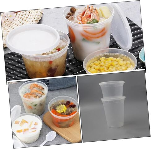50pcs Disposable Soup Cups with Lids, 16oz and 32oz Takeout Bowls, High and Low Temperature Resistant Food Containers for Hot Soup and Beverage Packaging in Saudi Arabia