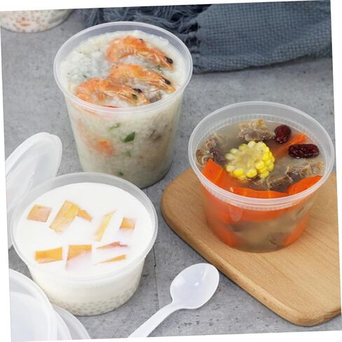 50pcs Disposable Soup Cups with Lids, 16oz and 32oz Takeout Bowls, High and Low Temperature Resistant Food Containers for Hot Soup and Beverage Packaging in Saudi Arabia