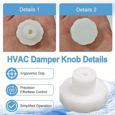 HVAC Manual Damper Knob for 0.25 Inch Shaft, Replacement Control Knob for HVAC Ceiling Dampers & Round Duct Ring with Butterfly Damper, White Easy-Grip Design for Airflow Adjustment,2 Pack in Kuwait