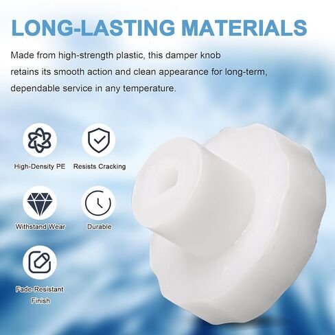 HVAC Manual Damper Knob for 0.25 Inch Shaft, Replacement Control Knob for HVAC Ceiling Dampers & Round Duct Ring with Butterfly Damper, White Easy-Grip Design for Airflow Adjustment,2 Pack in Kuwait