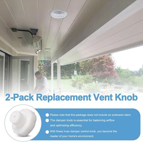 HVAC Manual Damper Knob for 0.25 Inch Shaft, Replacement Control Knob for HVAC Ceiling Dampers & Round Duct Ring with Butterfly Damper, White Easy-Grip Design for Airflow Adjustment,2 Pack in Kuwait