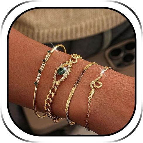 Green Bracelet Money Bracelets for Women Stackable Rhinestone Bracelets Chunky Gold Bangles Bracelet Emerald Green Dress for Women Trendy 2025 in Saudi Arabia