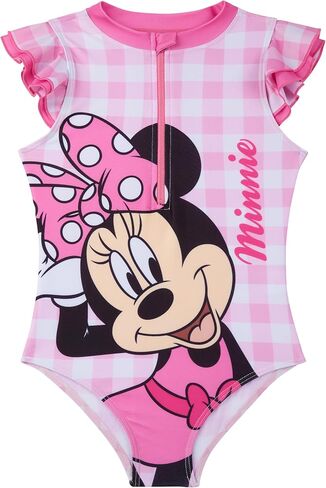 Peppa Pig | Disney Frozen | Minnie Mouse Girls Swimsuit, Ruffle One Piece Bathing Suit, Swimwear with Front Zip in Saudi Arabia