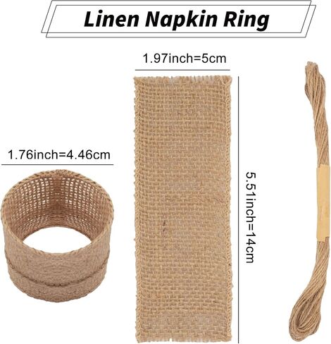50pcs Disposable Napkin Rings Burlap Napkin Rings with Wired Edge Rope Napkin Ties for Country Wedding Decorations Party Dinner Table Decorations in Kuwait