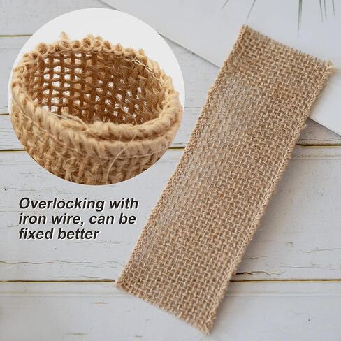 50pcs Disposable Napkin Rings Burlap Napkin Rings with Wired Edge Rope Napkin Ties for Country Wedding Decorations Party Dinner Table Decorations in Kuwait