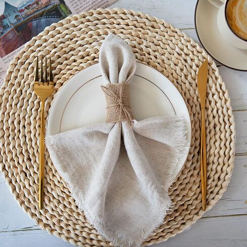 50pcs Disposable Napkin Rings Burlap Napkin Rings with Wired Edge Rope Napkin Ties for Country Wedding Decorations Party Dinner Table Decorations in Kuwait