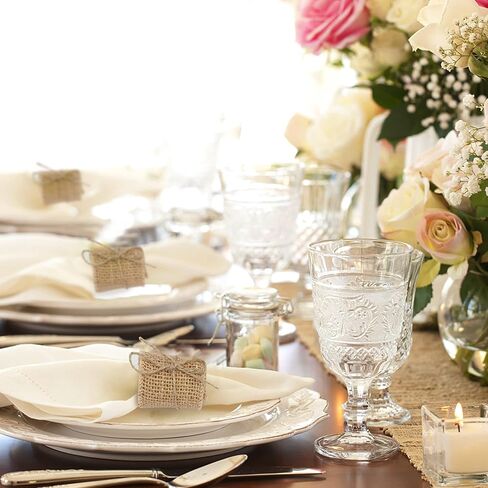 50pcs Disposable Napkin Rings Burlap Napkin Rings with Wired Edge Rope Napkin Ties for Country Wedding Decorations Party Dinner Table Decorations in Kuwait