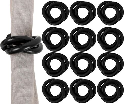 ALPHA Living HOME Set of 12 Decorative Wooden Napkin Rings - Handcrafted Three Ring Napkin Holder for Tabletop Decor for Elegant Dining, Weddings, Parties, Home, Gifting, Everyday Use (Brown) in Saudi Arabia