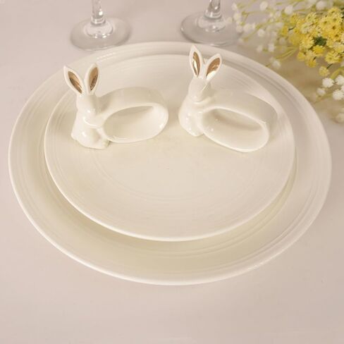 Easter Bunny Porcelain Napkin Rings Set of 6, Rabbit Napkin Ring Holders, White Bunny Ceramic Napkin Rings for Easter, Spring Party, Banquet, Dinner, Wedding Table Decor in Saudi Arabia