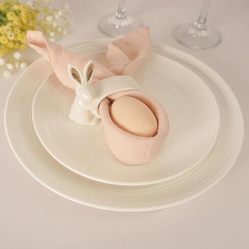 Easter Bunny Porcelain Napkin Rings Set of 6, Rabbit Napkin Ring Holders, White Bunny Ceramic Napkin Rings for Easter, Spring Party, Banquet, Dinner, Wedding Table Decor in Saudi Arabia
