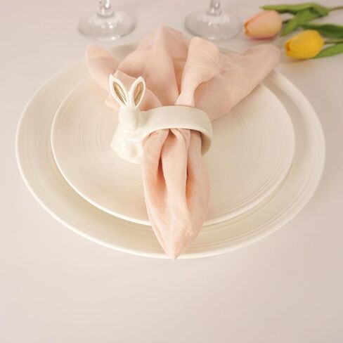 Easter Bunny Porcelain Napkin Rings Set of 6, Rabbit Napkin Ring Holders, White Bunny Ceramic Napkin Rings for Easter, Spring Party, Banquet, Dinner, Wedding Table Decor in Saudi Arabia