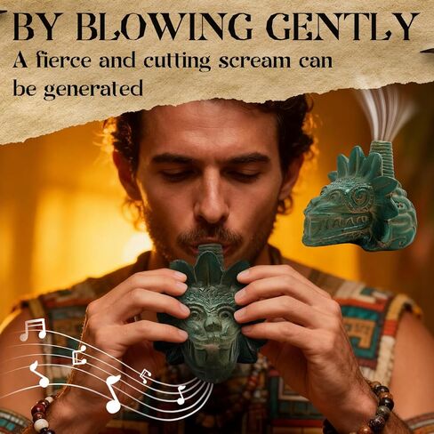 Aztec Death Whistle Loudest 125+ Decibels, Authentic Human Screaming Sound for Scares, Easy Blow Mayan War Whistle for Collectors, Pranks & Rituals in Kuwait