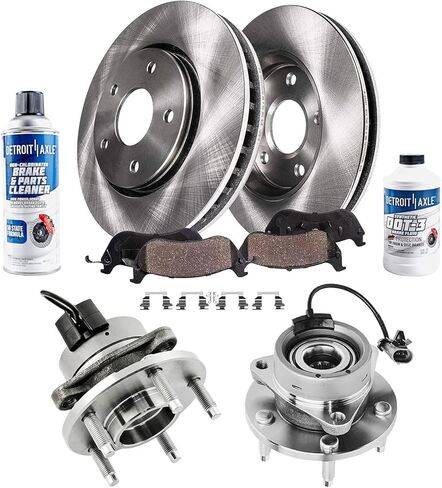 Detroit Axle - Front Brake Kit for 2008-2011 Chevrolet HHR Disc Brakes Rotors Ceramic Brake Pads 2009 2010 Wheel Bearing Hubs Replacement : 10.86“ inch Rotors in Saudi Arabia