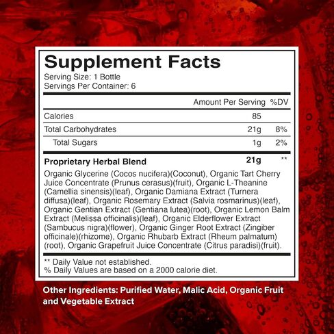 بيكيه فيسبر فاتح للشهية غير كحولي | إل-ثيانين، تارت الكرز وداميانا | الهدوء والاسترخاء ودعم المزاج | عضوي، غير معدل وراثيًا، خالي من السكر | 6 قوارير in Kuwait