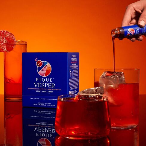 بيكيه فيسبر فاتح للشهية غير كحولي | إل-ثيانين، تارت الكرز وداميانا | الهدوء والاسترخاء ودعم المزاج | عضوي، غير معدل وراثيًا، خالي من السكر | 6 قوارير in Kuwait