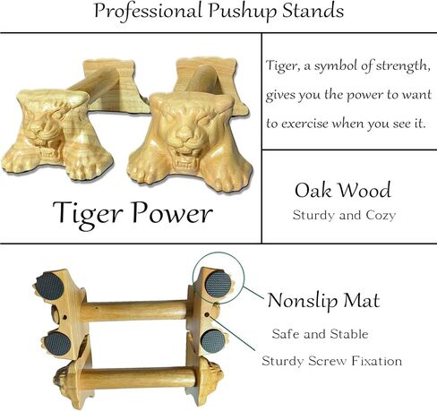 Tiger Power,Wood Pushup Bars Non-Slip Base Exercise Home. in Kuwait