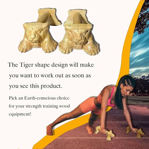 Tiger Power,Wood Pushup Bars Non-Slip Base Exercise Home. in Kuwait