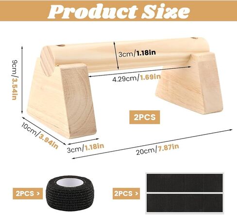 2 PCS Push Up Bars Stands, Wooden Calisthenics Equipment for Handstand Training, Wood Push up Bars Non-Slip Base Exercise Parallettes Bars, Handstand Push-Up Handles in Kuwait