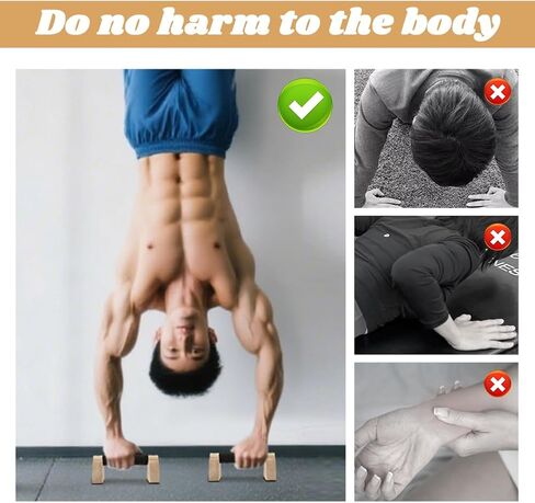 2 PCS Push Up Bars Stands, Wooden Calisthenics Equipment for Handstand Training, Wood Push up Bars Non-Slip Base Exercise Parallettes Bars, Handstand Push-Up Handles in Kuwait