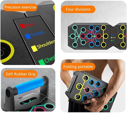 لوح تمرين رفع اللياقة البدنية، لوح تمرين متعدد الوظائف قابل للطي من BESUNTEK مع سلك مرن لتمارين الجسم بالكامل، لوح دفع محمول للأرضية in Kuwait