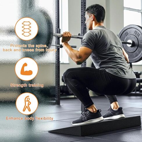 لوح مائل 3 قطع مقاس 30.48 سم من نقالة الساق إسفين القرفصاء لمعدات العلاج الطبيعي، التهاب اللفافة الأخمصية، الكعب، تمدد القدم، جبيرة الساق، وتد تمدد الساق لتحسين الجزء السفلي من الساق in Kuwait