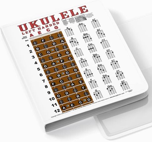 أغنية موسيقية جديدة مغلفة باليد اليسرى لوحة الفريتس ومخطط الوتر لحفلة سوبرانو التينور Uke (gCEA) ملصق تعليمي للكمبيوتر المحمول 8.5 × 11 in Saudi Arabia