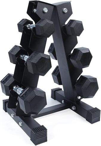 مجموعة دمبل سداسية مطلية بالمطاط من ريت فيت مع حامل، 5-780 رطل لتدريب القوة في صالة الألعاب الرياضية المنزلية، مقبض مخرش مضاد للانزلاق، مضاد للدوران، رف تخزين عالي التحمل in Kuwait