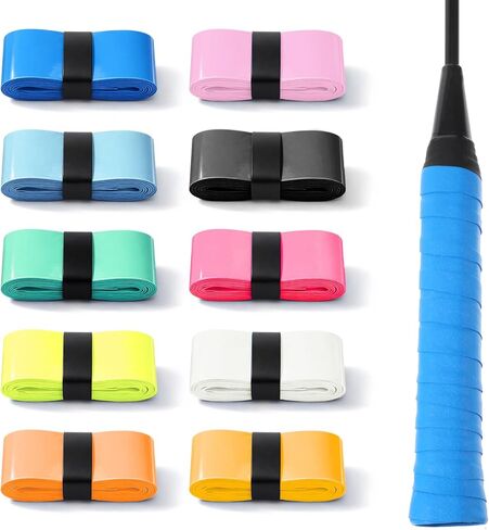 10 Pack Tennis Wrap Grip Tape, Precut Tennis Racket Grips, Anti-Slip Racket Handle Overgrip Tapes for Badminton Pickleball Squash Rackets, Sweat-Absorbing Comfortable in Saudi Arabia