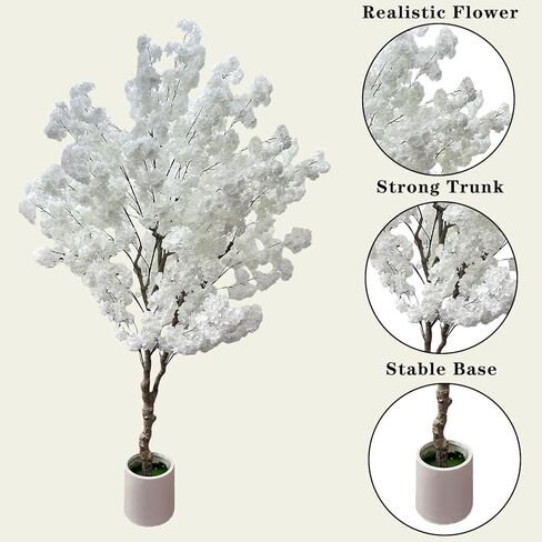 Cherry Blossom Tree 7ft, Pink Artificial Cherry Tree Fake Pink Tree for Wedding Party Home Living Room Decor in Saudi Arabia