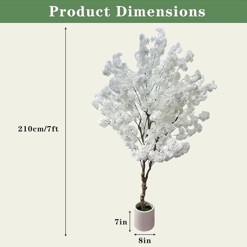 Cherry Blossom Tree 7ft, Pink Artificial Cherry Tree Fake Pink Tree for Wedding Party Home Living Room Decor in Saudi Arabia