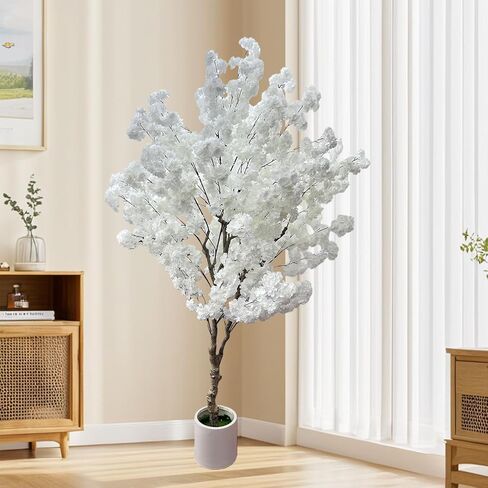 Cherry Blossom Tree 7ft, Pink Artificial Cherry Tree Fake Pink Tree for Wedding Party Home Living Room Decor in Saudi Arabia