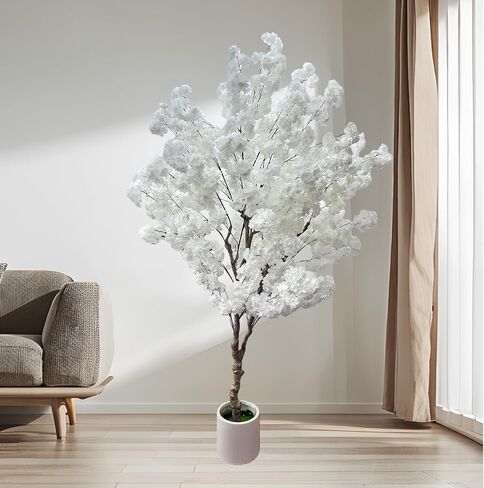 Cherry Blossom Tree 7ft, Pink Artificial Cherry Tree Fake Pink Tree for Wedding Party Home Living Room Decor in Saudi Arabia