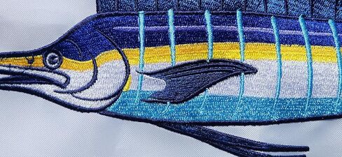 Embroidered Sailfish Catch Flag, Marine Fishing Pennant, 100% 300D Nylon, White, 12x18 Inch, with Canvas Header and Rust-Resistant Grommets in Saudi Arabia