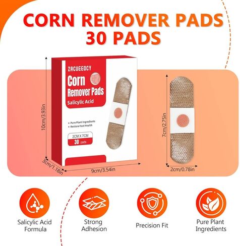 Wart Corn Remover Pads for Feet: 30 Pack 40% Salicylic Acid Extra Strength Treatment - Fast Effective Wart Corn Remover Bandages for Kids Adults Seniors Teens Athletes Runners Hikers Workers Men Women in Saudi Arabia