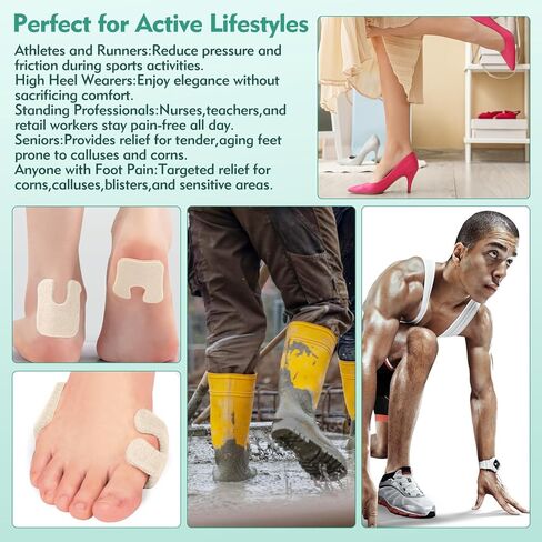 24 Pcs U-Shaped Felt Callus Pads with Storage Box – Soft Breathable Corn Cushions to Protect Calluses from Rubbing on Shoes – Upgraded Thicker Horseshoe Pads for Foot Pain Relief & Blister Prevention in Kuwait