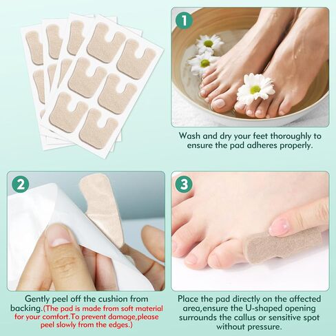 24 Pcs U-Shaped Felt Callus Pads with Storage Box – Soft Breathable Corn Cushions to Protect Calluses from Rubbing on Shoes – Upgraded Thicker Horseshoe Pads for Foot Pain Relief & Blister Prevention in Kuwait