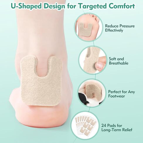 24 Pcs U-Shaped Felt Callus Pads with Storage Box – Soft Breathable Corn Cushions to Protect Calluses from Rubbing on Shoes – Upgraded Thicker Horseshoe Pads for Foot Pain Relief & Blister Prevention in Kuwait