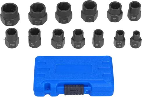DAN&DRE 13 Piece Nut Extractor Set, Durable and Nut Remover with Storage Box/Cover for Removing Damaged Screws in Kuwait