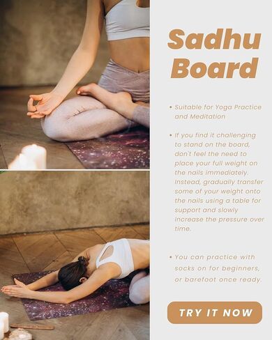 Sadhu Board - Copper nails, 10mm, Large Size, For beginners, Wooden boards for feet, for Yoga and Meditation, Bamboo in Saudi Arabia