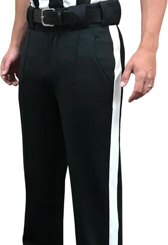 Smitty FBS-184 4-Way Stretch Poly/Spandex Football Referee Pants Tapered Fit White Stripe Official NFHS College in Saudi Arabia