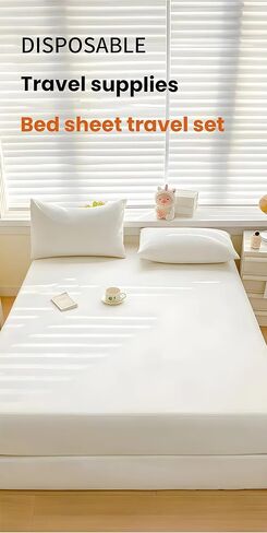Travel Disposable Bedding Set, White SMMS Nonwoven, 4 Piece Queen Size with Fitted Sheet 71x79x8in, Duvet Cover 87x91in, 2 Pillowcases 20x31in, for Hotel Hospital Travel in Saudi Arabia