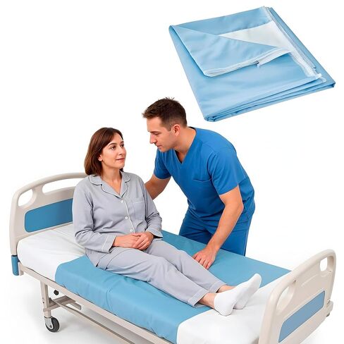ملاءات منزلقة للمريض من AMZ Medical Supply، مقاس 40 × 72 بوصة، وجه مزيج من القطن/البوليستر، عكس البوليستر، أزرق، عبوة من 12 قطعة، ملاءة منزلقة لسهولة نقل المرضى in Saudi Arabia
