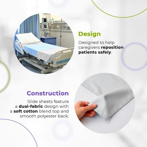 ملاءات منزلقة للمريض من AMZ Medical Supply، مقاس 40 × 72 بوصة، وجه مزيج من القطن/البوليستر، عكس البوليستر، أزرق، عبوة من 12 قطعة، ملاءة منزلقة لسهولة نقل المرضى in Saudi Arabia