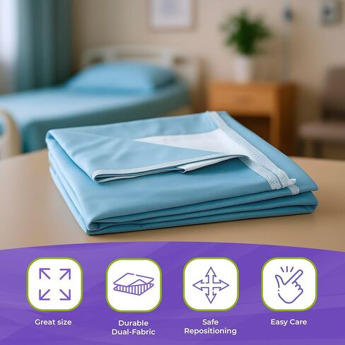 ملاءات منزلقة للمريض من AMZ Medical Supply، مقاس 40 × 72 بوصة، وجه مزيج من القطن/البوليستر، عكس البوليستر، أزرق، عبوة من 12 قطعة، ملاءة منزلقة لسهولة نقل المرضى in Saudi Arabia