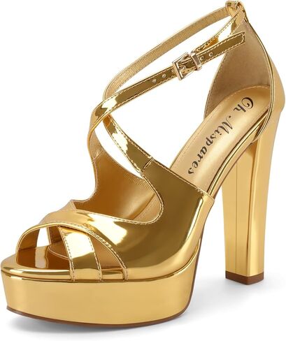 Oh Mispares Wome's Chunky Block High Heel Platform Sandals Peep Toe Sexy Crisscross Strappy Heels for Women Ankle Strap Dress Shoes for Wedding Party Evening Summer in Kuwait