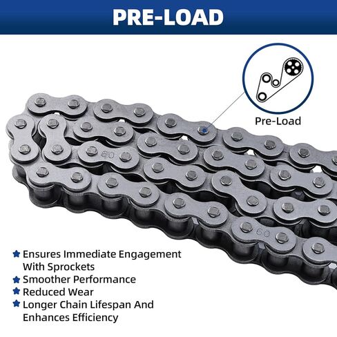 #60 Roller Chain, 10 Feet Carbon Steel Chain with 2 Free Connecting Links in Kuwait