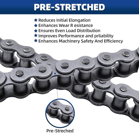 #60 Roller Chain, 10 Feet Carbon Steel Chain with 2 Free Connecting Links in Kuwait